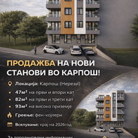 Скопје Карпош: 2-собен 47 m² Без намештај Стан - На Продажба