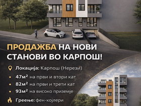 Üsküp Karpoş, 2 Oda, 47 m² Eşyasız Apartman Dairesi - Satılık