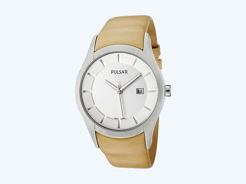 Pulsar PXDB19X1 White Dial Beige Leather Mens Watch | Photo 1