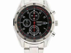 Seiko SNDC49P1 Chronograph Black Dial Stainless Steel Mens Watch | Photo 3
