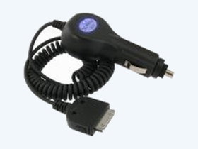 Eforcity 12V Car Charger w/ Blue LED light for Apple iPod / iPhone 3G, Black