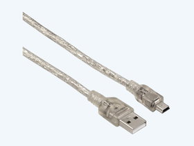 Hama Mini USB 2.0 Cable, double shielded, 1.80 m, transparent