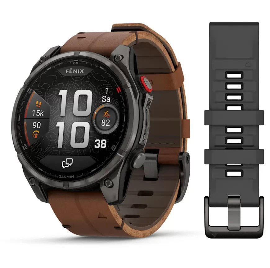 GARMIN Fenix 8 Pro 51 mm AMOLED sapphire titanium smartwatch - Leather Band