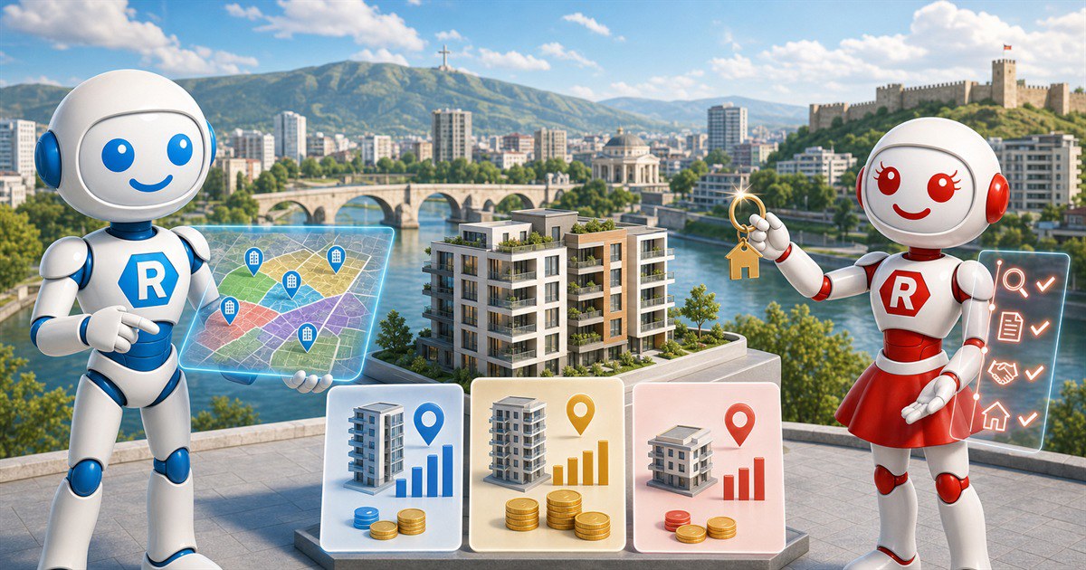 Pamje e Shkupit dhe apartamente të ofruara për shitje